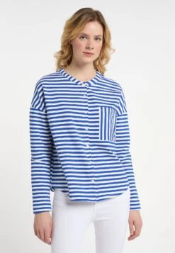 Dreimaster Sweat Zippé - Blau/Weiss