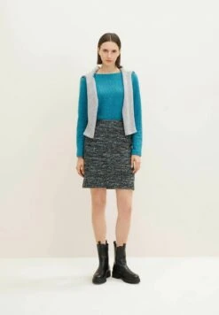 Tom Tailor Jupe Crayon - Green Teal Blue Boucle -Next Soldes eac8b0a1a3624a86bbbccde2c7e031dc