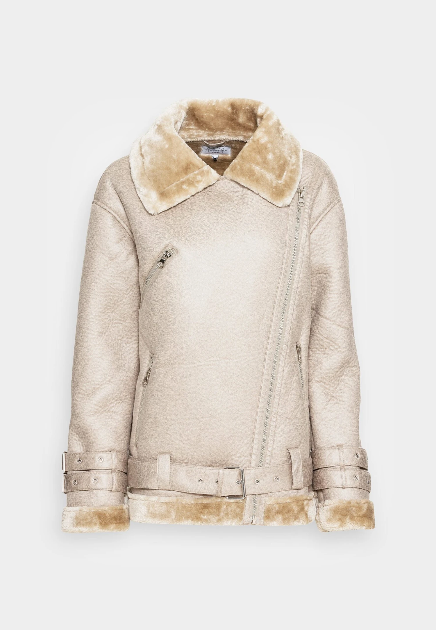 NA-KD Biker Jacket - Veste En Similicuir - Beige 6 NA-KD Biker Jacket - Veste En Similicuir - Beige – Image 4