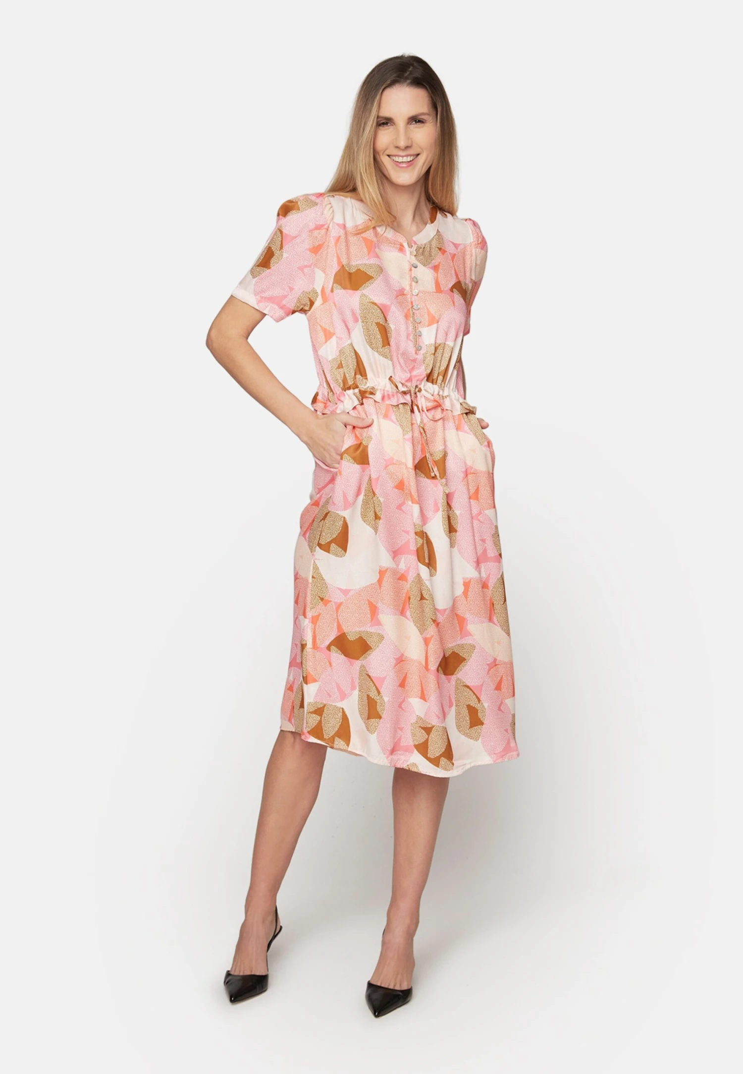 Casual Sleeves With Print - Robe Chemise - Confetti Pink 4 Casual Sleeves With Print - Robe Chemise - Confetti Pink – Image 2