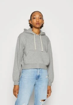 WEEKDAY Volume Zip Hoodie - Sweat Zippé - Mid Grey Melange