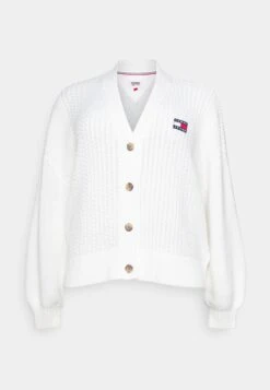Tommy Jeans Curve Badge Cardigan - Gilet - Ancient White -Next Soldes f02ad8af74a640e082624ef052eed73e
