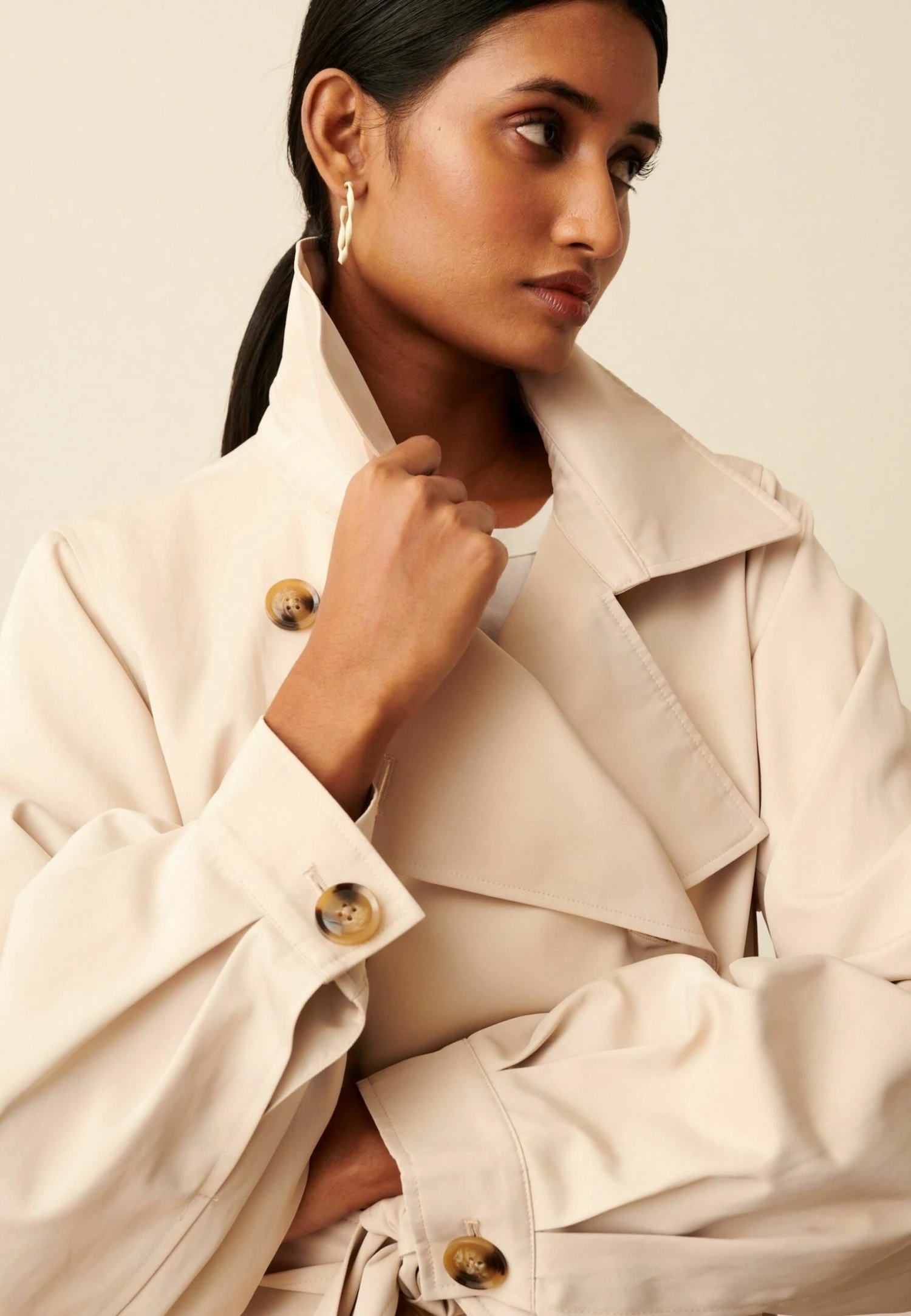Next Balloon Sleeve Belted Coat Standard - Trench - Stone Cream 6 Next Balloon Sleeve Belted Coat Standard - Trench - Stone Cream – Image 4