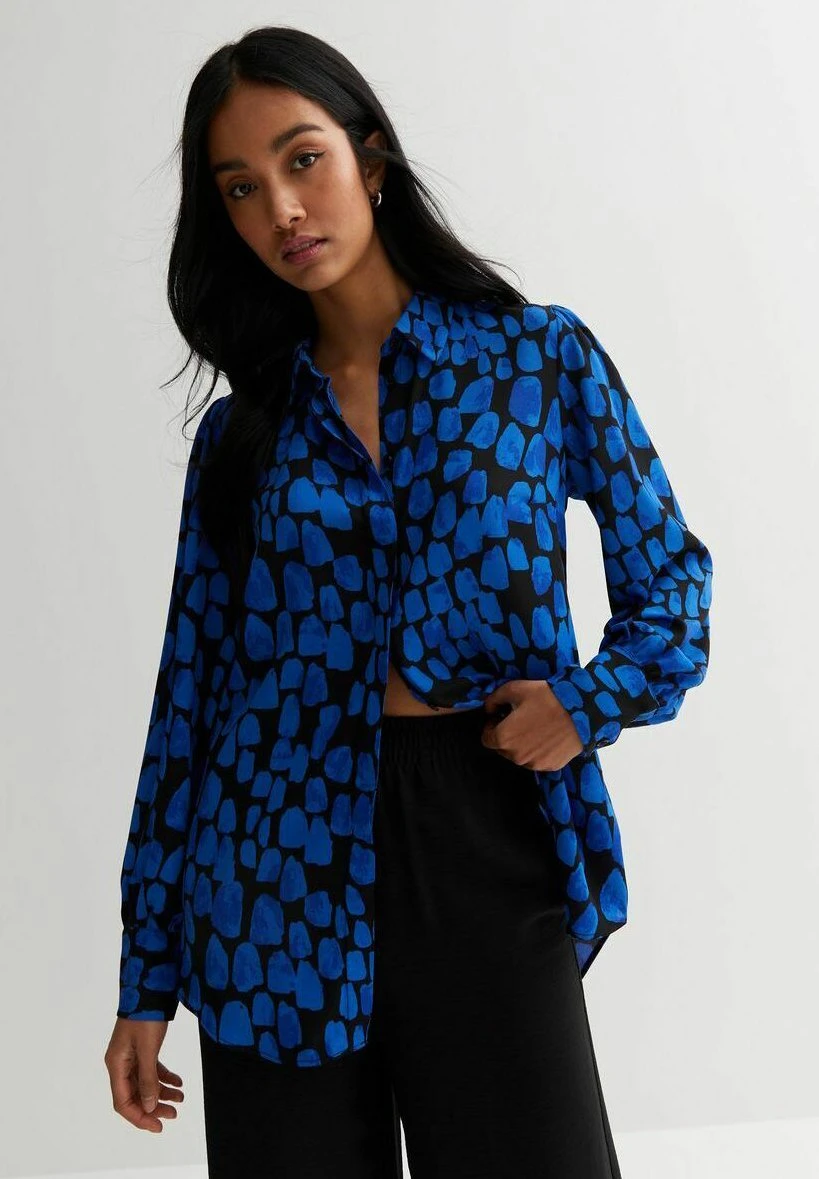 New Look Abstract Collared Long Sleeve - Chemisier - Blue Pattern 3 New Look Abstract Collared Long Sleeve - Chemisier - Blue Pattern