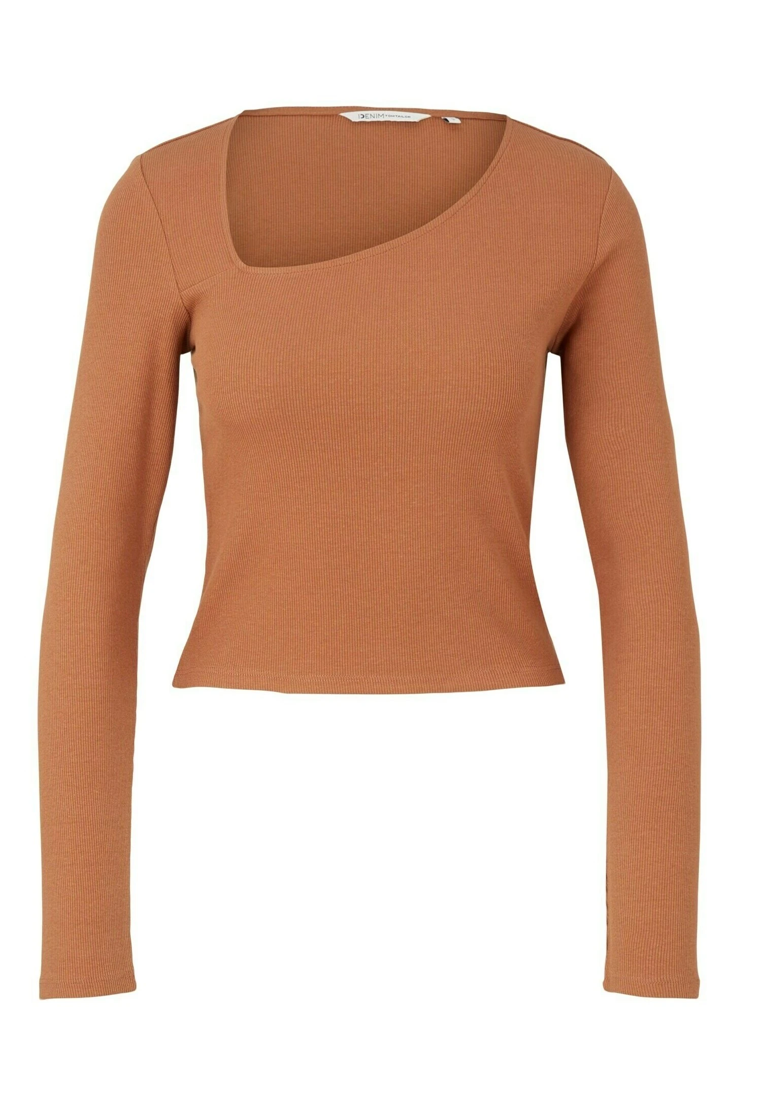 TOM TAILOR Denim Mit Asymmetrischem Ausschnitt - T-Shirt À Manches Longues - Mid Brown 7 TOM TAILOR Denim Mit Asymmetrischem Ausschnitt - T-Shirt À Manches Longues - Mid Brown – Image 5