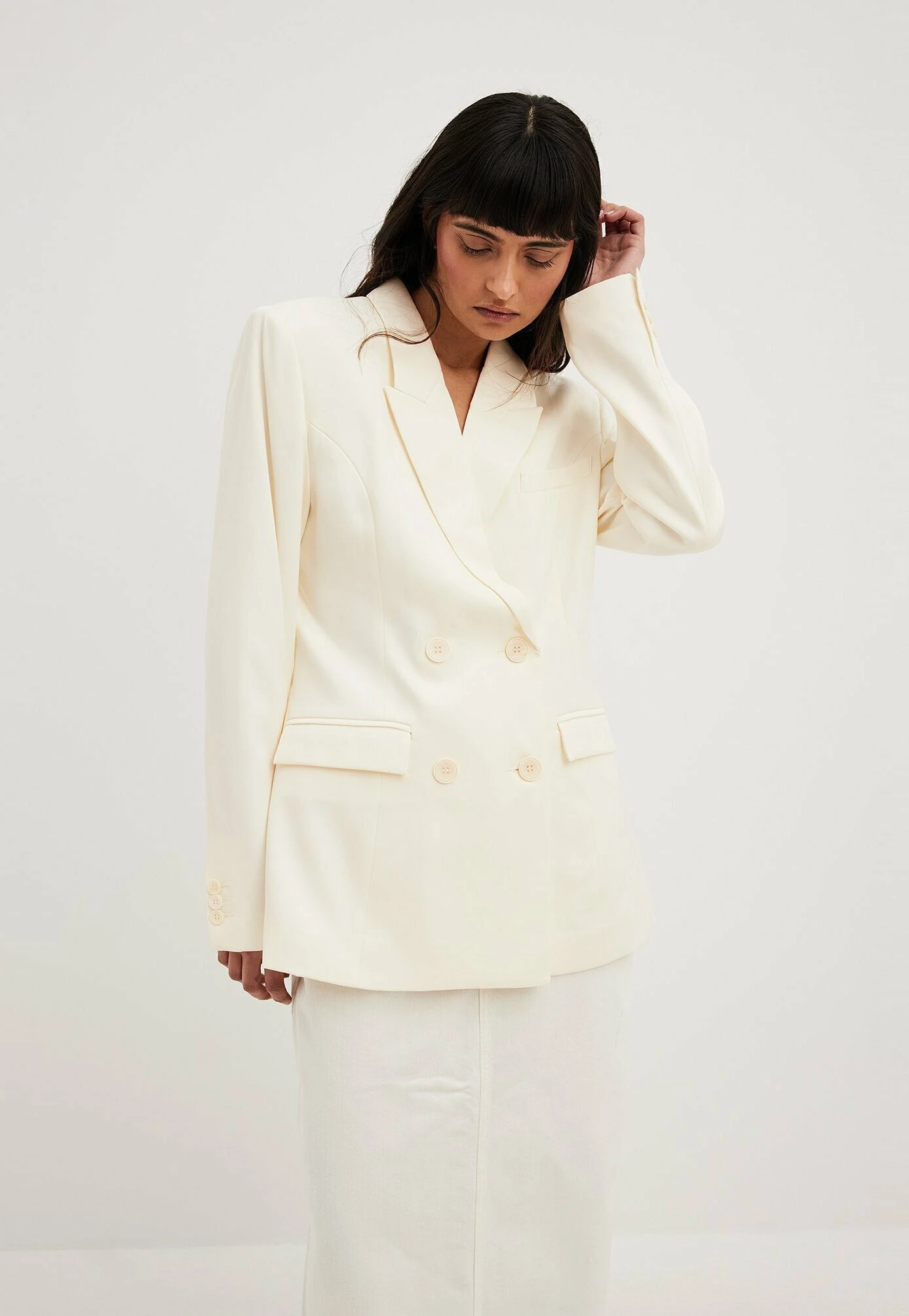 NA-KD Zweireihiger - Manteau Court - White 3 NA-KD Zweireihiger - Manteau Court - White