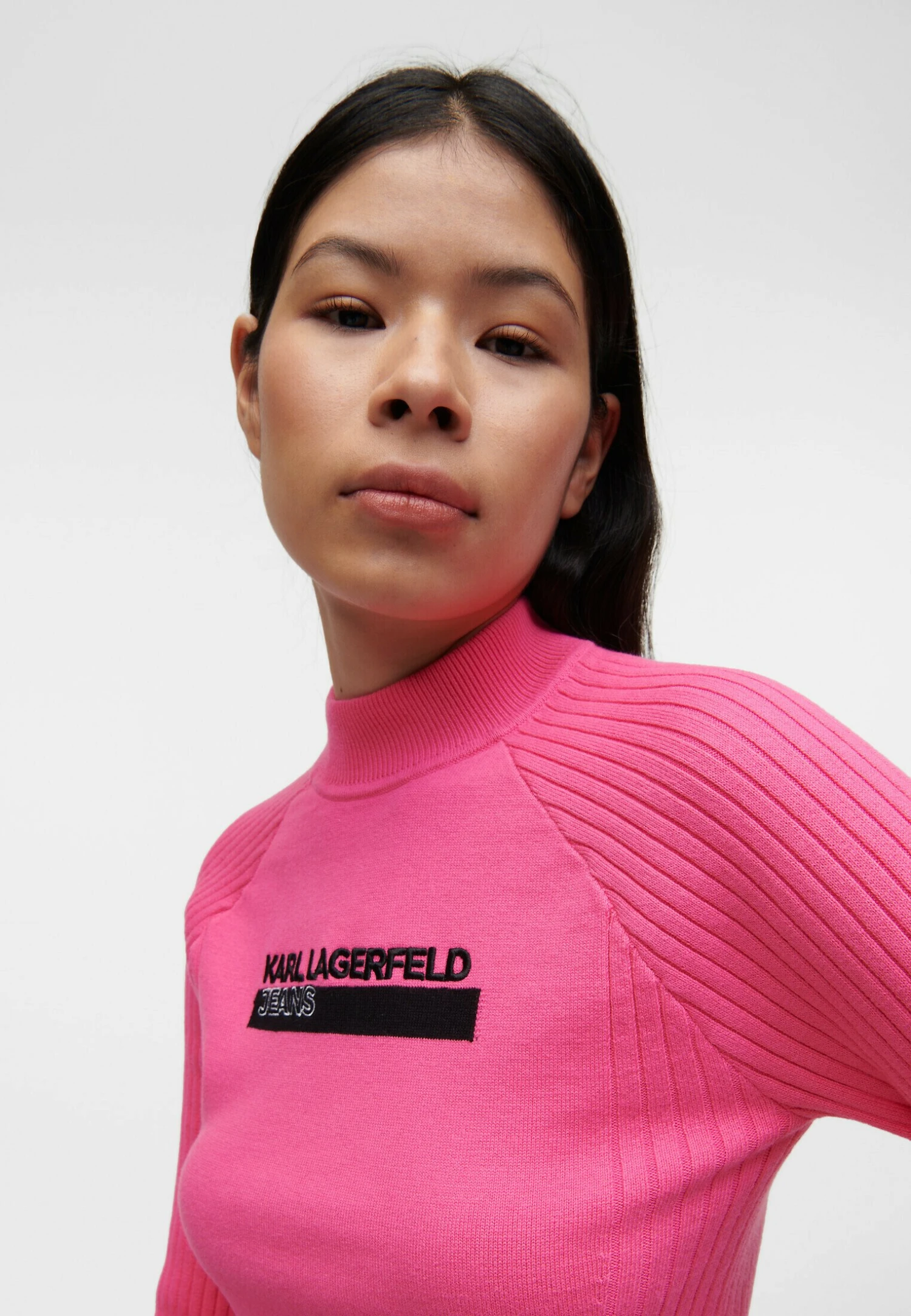 Karl Lagerfeld Jeans Lslv Mock Neck - Pullover - Shocking Pink 6 Karl Lagerfeld Jeans Lslv Mock Neck - Pullover - Shocking Pink – Image 4
