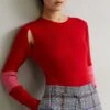 Victoria Beckham Crew Neck Bodysuit - T-Shirt À Manches Longues - Red