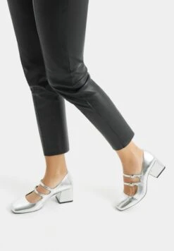 BERSHKA Mary Jane - Escarpins - Silver Coloured