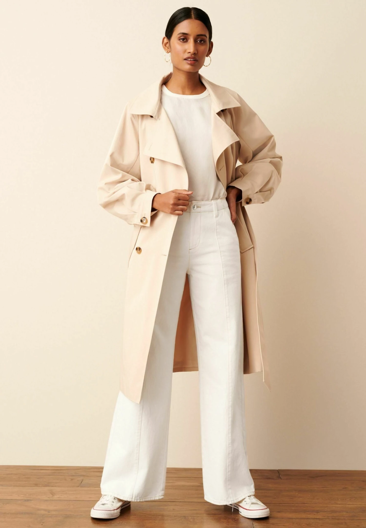 Next Balloon Sleeve Belted Coat Standard - Trench - Stone Cream 4 Next Balloon Sleeve Belted Coat Standard - Trench - Stone Cream – Image 2