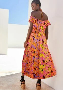 Next Off Shoulder Halter Summer Standard - Robe Longue - Pink Floral -Next Soldes f87aced2c5154ffdbad090722ef611ad