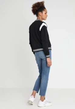 URBAN CLASSICS Ladies Inset College Jacket - Sweat Zippé - Black/White -Next Soldes fa001069ad044c698e0a529ef3f36f10