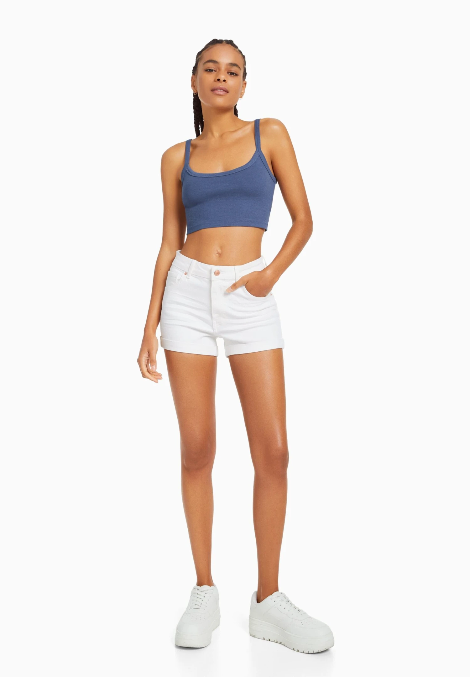 BERSHKA Roll-Up - Short En Jean - Off-White 4 BERSHKA Roll-Up - Short En Jean - Off-White â Image 2